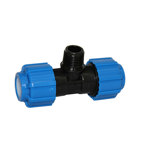 Тройник ПЭ 25х1/2&quot;х25 наружная резьба обжимной ТПК-Аква: фотография 1