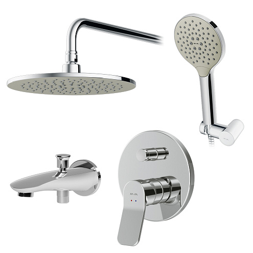 FB85A10010 X-Joy, набор: см-ль д/в/душа, верхний душ 250 мм, держатель д/верхн.душа, душ.набор (ручн: фотография 1