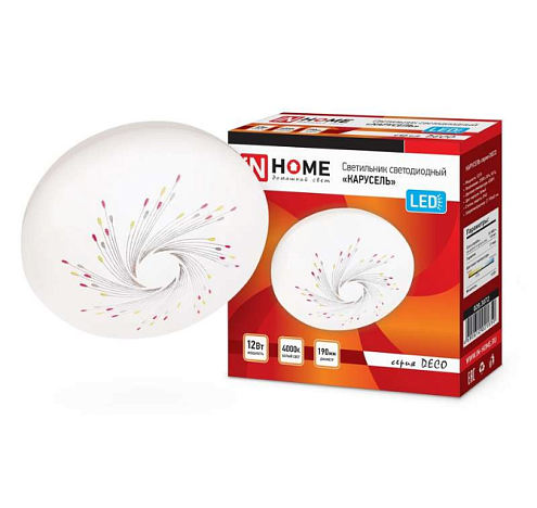 Светильник светодиодный DECO 12Вт 230В 4000К 780лм 190мм КАРУСЕЛЬ IN HOME 4690612021850: фотография 1