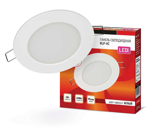 Светильник светодиодный RLP-VC 6Вт 230В 6500К 420лм 95мм IP40 панель круглая бел. IN HOME 4690612024516: фотография 1