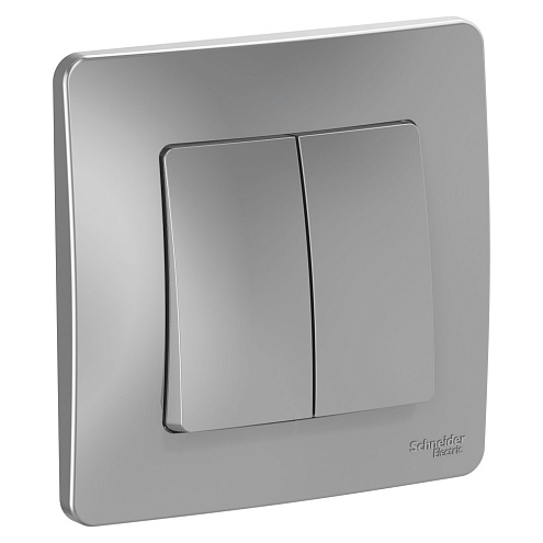 Выключатель 2-кл. СП Blanca 10А IP20 (сх. 5) 250В алюм. SchE BLNVS010503: фотография 1