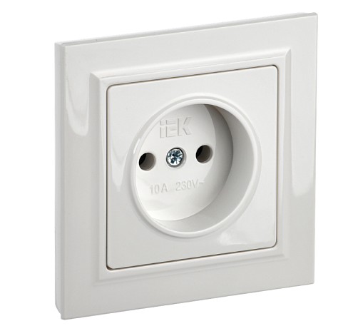 Розетка 1-местная BRITE РСР10-1-0-БрБ без заземления без защитных шторок 10А в сборе белый IEK BR-R10-10-K01-F: фотография 1