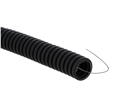 Труба гофрированная ПВХ d32мм с протяжкой черный уп.50м Plast EKF tg-z-32-50-black: фотография 1