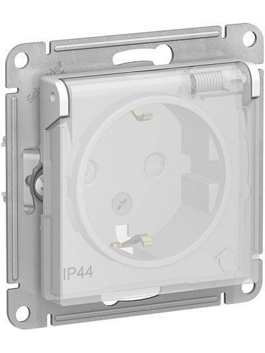 Механизм розетки 1-м СП ATLAS DESIGN AQUA с заземл. защ. шторки с защ. крышкой 16А IP44 бел. SchE ATN440146: фотография 1