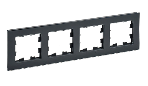 Рамка 4 -местная BRITE РУ-4-2-БрЧ стекло черный IEK BR-M42-G-K02: фотография 1