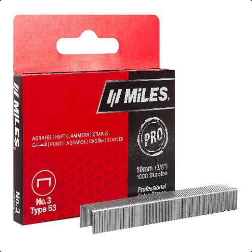 Скобы тип 53, 10мм, 1000шт, MiLES: фотография 1