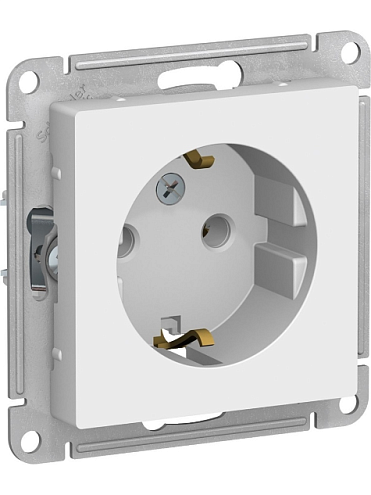 Механизм розетки 1-м СП ATLAS DESIGN с заземл. 16А бел. SchE ATN000143: фотография 1