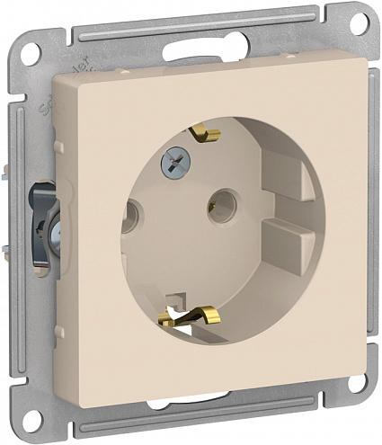 Механизм розетки 1-м СП ATLAS DESIGN с заземл. 16А беж. SchE ATN000243: фотография 1