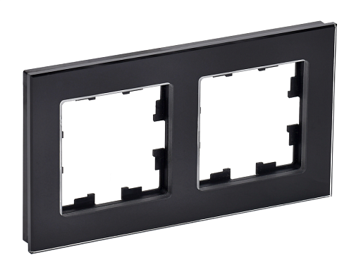 Рамка 2 -местная BRITE РУ-2-2-БрЧ стекло черный IEK BR-M22-G-K02: фотография 1