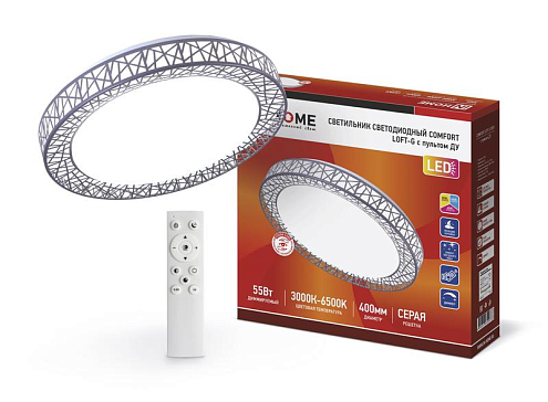 Светильник светодиодный COMFORT Loft-G 55Вт 230В 3000-6500К 4400лм 400х100мм с пультом ДУ IN HOME 4690612035093: фотография 1