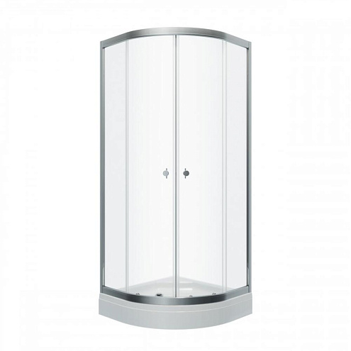 Душевой уголок "Альфа-Хром" 80х80, полукруг, низкий поддон: фотография 1
