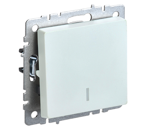 Выключатель 1-клавишный BRITE ВС10-1-1-БрЖ с индикацией 10А механизм жемчуг IEK BR-V10-1-10-K36: фотография 1