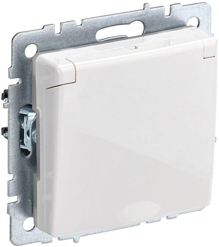 Розетка BRITE РСбш10-3-БрБ 16А IP20 с заземл. защ. шторки с крышкой бел. IEK BR-R16-16-K01: фотография 1