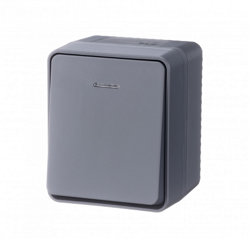 Выключатель 1-клавишный AtlasDesign Profi IP54 10AX с подсветкой антрацит Systeme Electric ATN544013: фотография 1