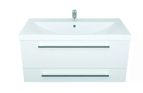 Тумба Соната 90П 2 ящик Белый глянец: фотография 1