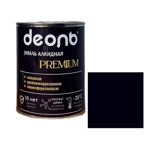 Антикоррозионная глянцевая эмаль PREMIUM (ДЕОЛЬ) Черная RAL 9005 0,75л /6: фотография 1