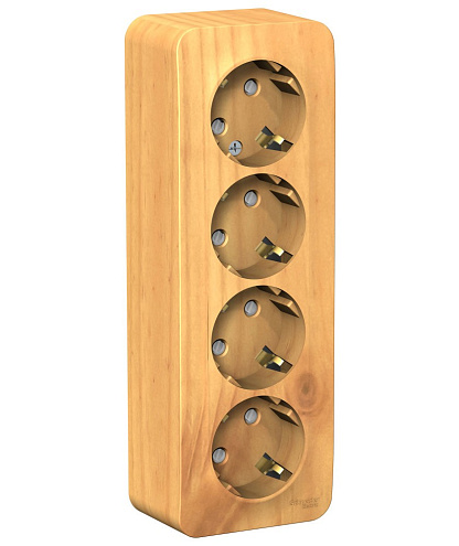 Розетка 4-м ОП Blanca 16А IP20 250В с заземл. защ. шторки с изолир. пластиной ясень SchE BLNRA011415: фотография 1