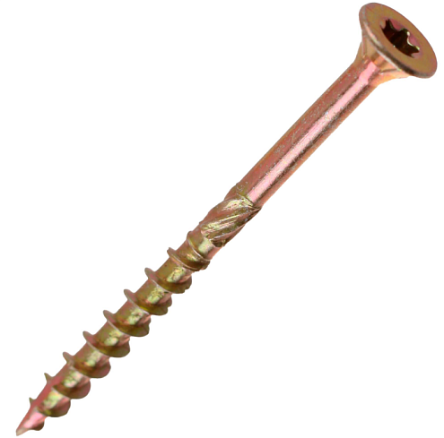 Саморез конструкционный универсальный потайная головка 4,5х50 желтый цинк TX25  уп.120шт: фотография 1