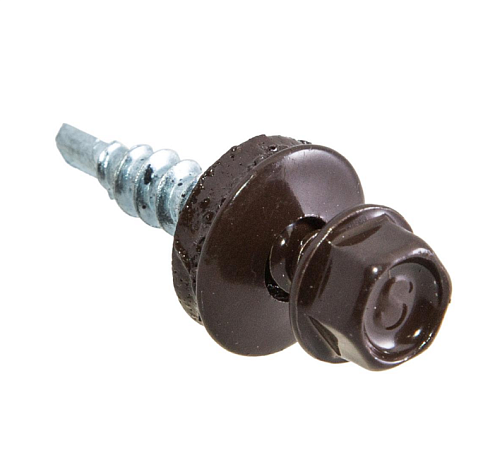 Саморезы кровельные с буром 4,8х28 темно-коричневые  уп.60шт: фотография 1