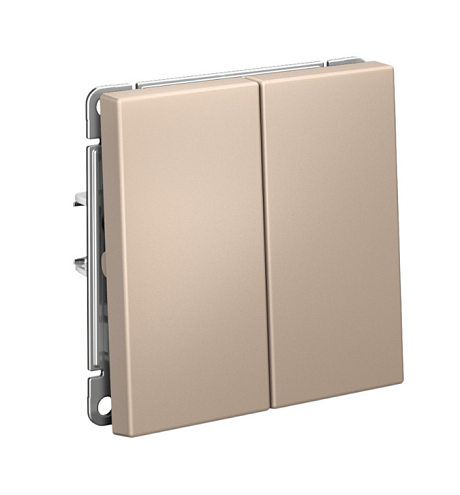 Выключатель 2-клавишный ArtGallery (сх.5) 10AX механизм песочный Systeme Electric GAL001251: фотография 1