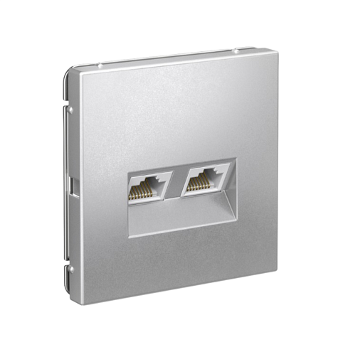 Розетка компьютерная двойная ArtGallery RJ45 + RJ45 кат.5E механизм алюминий Systeme Electric GAL000385: фотография 1
