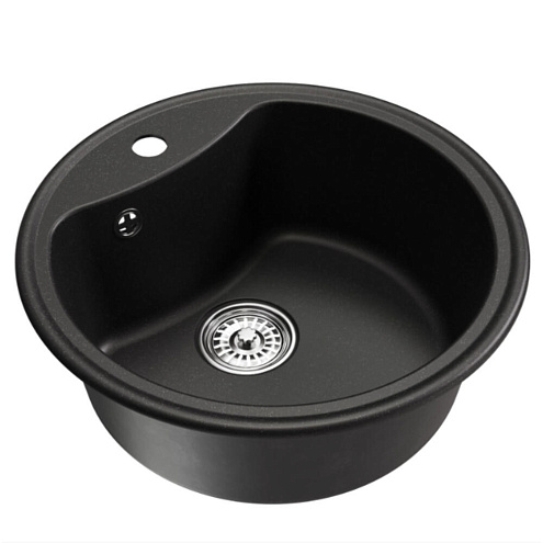 Мойкa ML-GM09 круглая, ультра-черная (344), 510 мм глубина чаши 190 мм: фотография 1