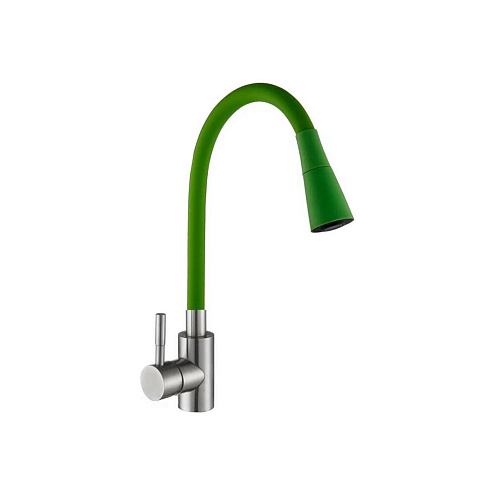 Смеситель д/кухни шар. с силиконовым изливом Мармелад зеленый 572572 нерж.сталь Антей 1/10: фотография 1