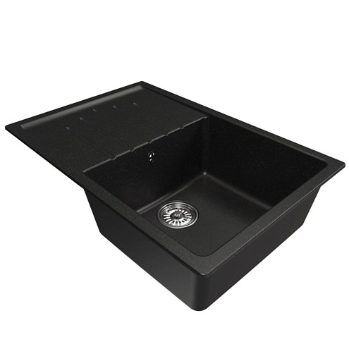 Мойка ML-GM19 с крылом, ультра-черная (344), 750х500х200 мм: фотография 1