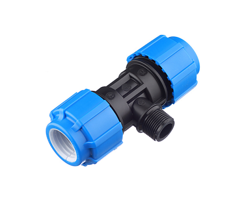 Тройник ПЭ 32х3/4&quot;х32 наружная резьба  обжимной ТПК-Аква: фотография 1