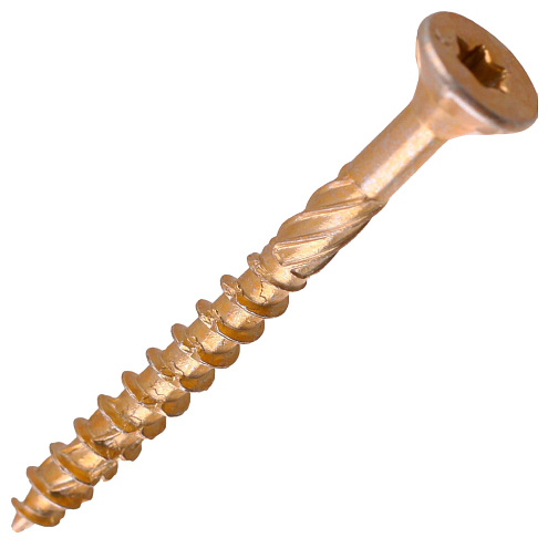 Саморез конструкционный универсальный потайная головка 4,0х45 желтый цинк TX20  уп.160шт: фотография 1