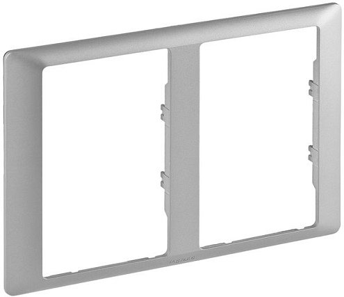 Рамка 2-места Valena Life для двойных розеток алюминий Leg 754242: фотография 1