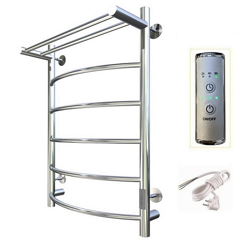 Полотенцесушитель электрический ЛЦ 80х40 Дуга, полка 7 перекладин, универсальный (скрытое подключение) Тругор: фотография 1