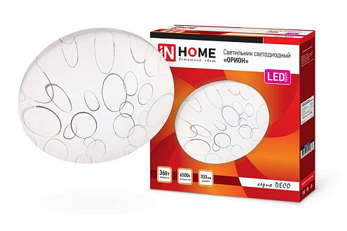 Светильник светодиодный DECO ОРИОН 36Вт 230В 6500К 2340лм 350мм IN HOME 4690612025087: фотография 1