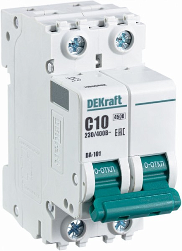 Выключатель автоматический модульный 2п C 10А 4.5кА ВА-101 SchE 11065DEK: фотография 1
