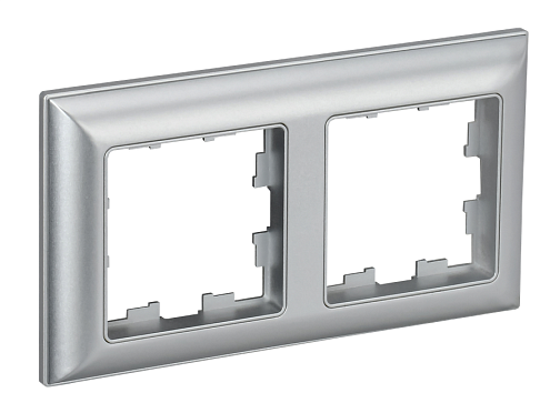 Рамка 2-местная BRITE РУ-2-Бр алюминий/алюминий IEK BR-M22-12-K47: фотография 1