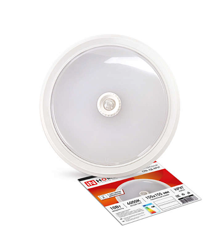 Светильник светодиодный СПБ-2Д-КРУГ 10Вт 230В 4000К 800лм 155мм с датчиком бел. IN HOME 4690612020686: фотография 1