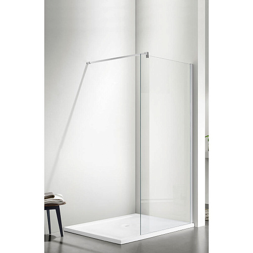 Душевое ограждение SANTREK AQUA Тour - SG-1200-С-Chrome 1200х1950 стекло прозрачное 6мм, профиль хром, штанга в комплекте: фотография 1