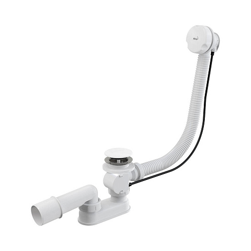Сифон для ванны Alcaplast A51BM-80 автомат комплект белый пластик: фотография 1