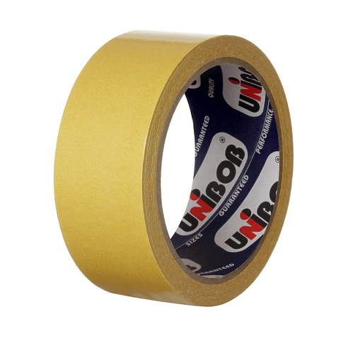 Двухсторонняя клейкая лента на тканевой основе 38мм х 10м, 147мкм белый Unibob: фотография 1