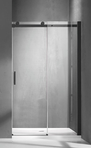 Душевое ограждение SANTREK AQUA Evo-DF-1500-C-Matt Black 1500х1950 прямое стекло прозрачное 8мм, профиль чёрный: фотография 1