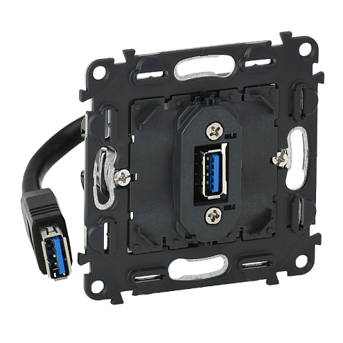 Механизм розетки USB Valena In'matic 3.0 с подключенным кабелем 15см и разьемом Leg 753082: фотография 1