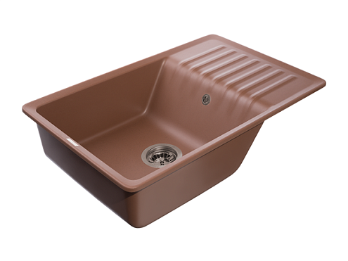 Мойка GRANFEST QUARZ 72 1 чаша+крыло 760х480 мм терракот без сифона: фотография 1