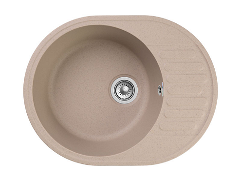 Мойка GRANFEST QUARZ (ECO) 58 РОНДО чаша+крыло 620х480 мм песок без сифона: фотография 1