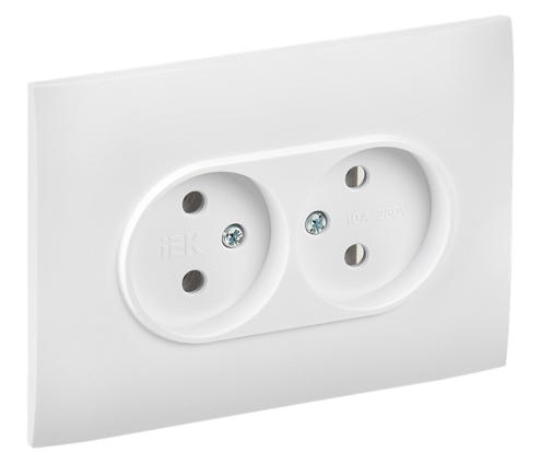 Розетка 2-местная SKANDY без заземления без защитных шторок 10А в сборе SK-R10W арктический белый IEK SK-R20-10-K01-F: фотография 1