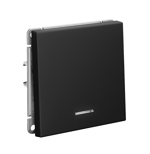 Выключатель 1-клавишный ArtGallery 10AX с подсветкой быстрозажимными клеммами механизм карбон Systeme Electric GAL001013S: фотография 1