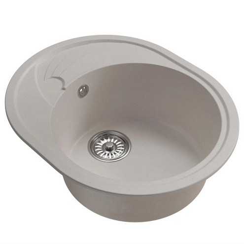 Мойка ML-GM17 овальная с крылом, белая (331), 580х470х180 мм : фотография 1