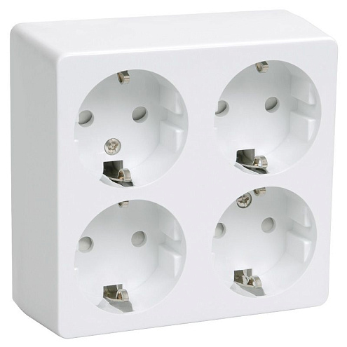 Розетка 4-м ОП Этюд 16А 250В защ. шторки с заземл. бел. SchE PA16-208B: фотография 1