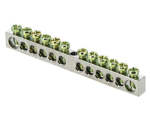 Шина PEN &quot;ноль-земля&quot; 6х9 12 отверст. цинк крепеж по центру PROxima EKF sn1-63-12: фотография 1