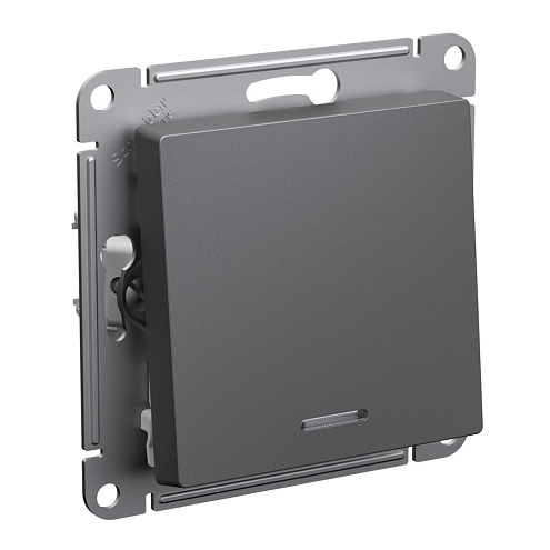 Выключатель 1-клавишный AtlasDesign (сх.1а) 10AX с подсветкой механизм базальт Systeme Electric ATN001413: фотография 1