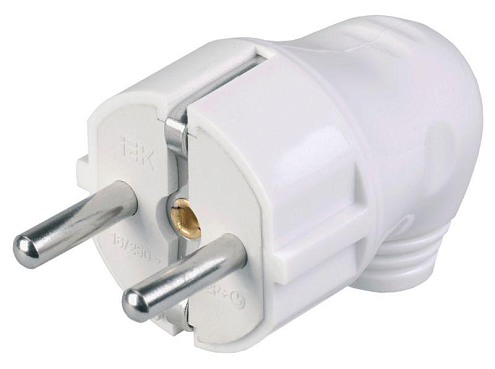 Вилка угловая ВПу11-01-Ст разборная с заземл. 16А бел. IEK EVP11-16-01-K01: фотография 1